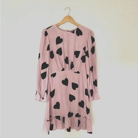 BNWT Nobody's Child Lilac Heart Serena Print Mini Dress UK 10 - Picture 2 of 6